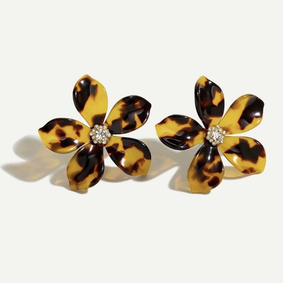 J. Crew Jewelry - New JCREW Acetate Flower Earrings in Tortoise